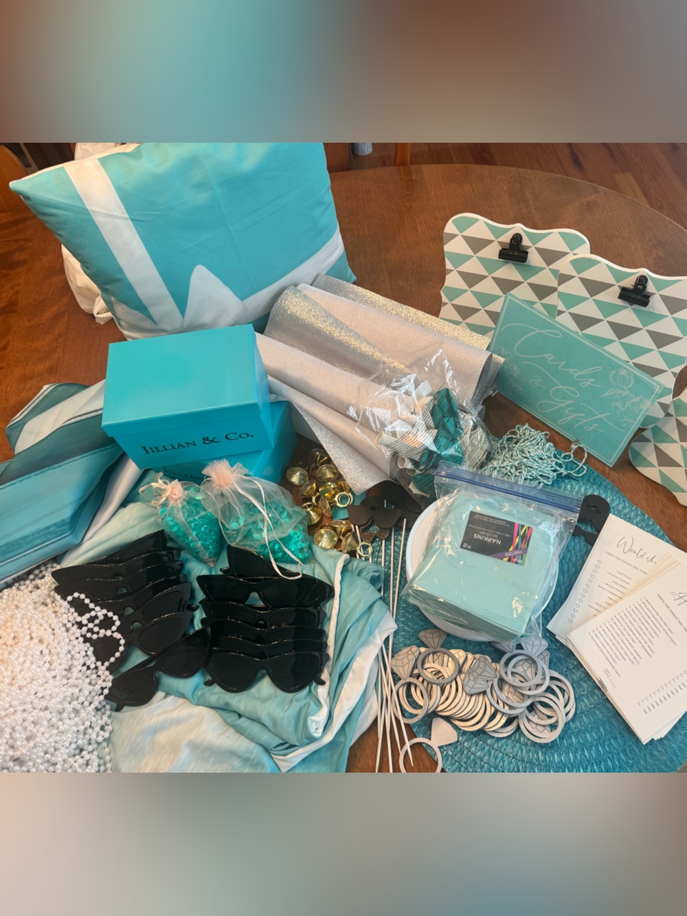 Breakfast at Tiffany’s Teal Blue Bridal Shower/Birthday Table & Wall Decor